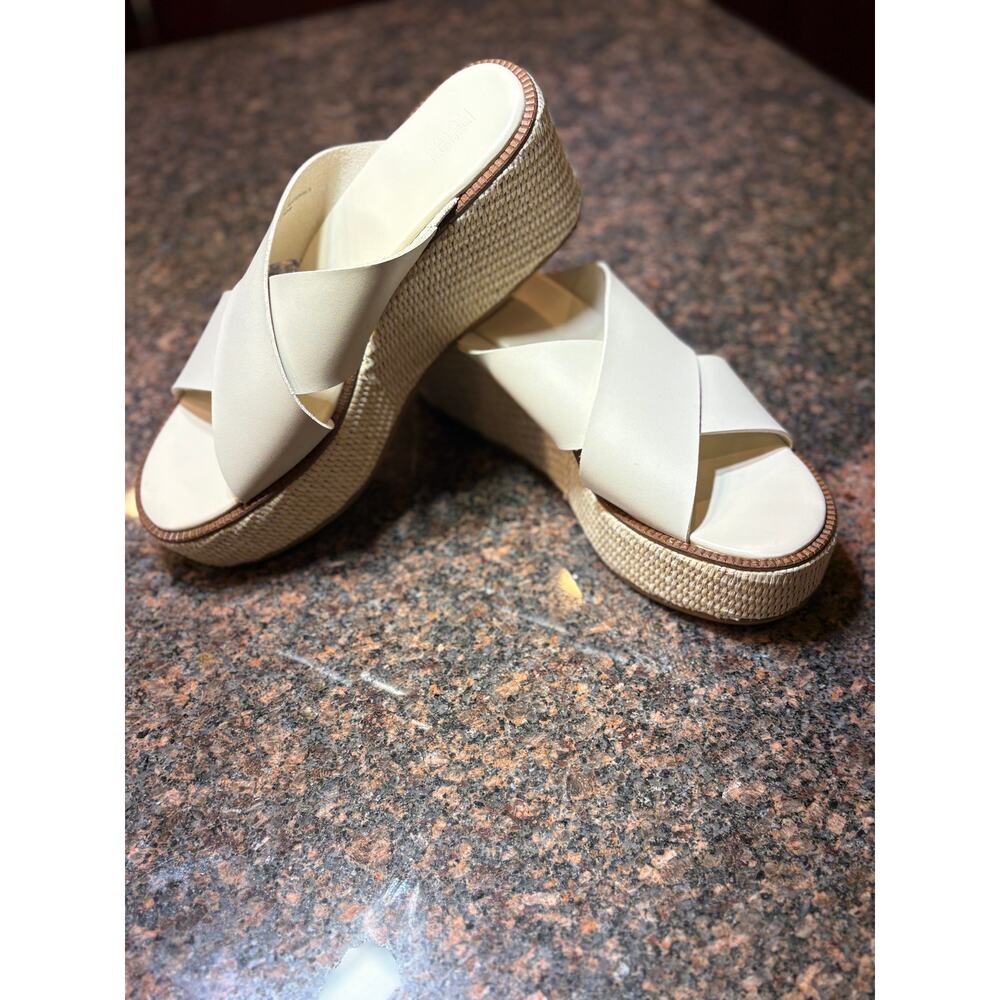 Nordstrom Rack White Platform Espadrille Slides Size 9.5